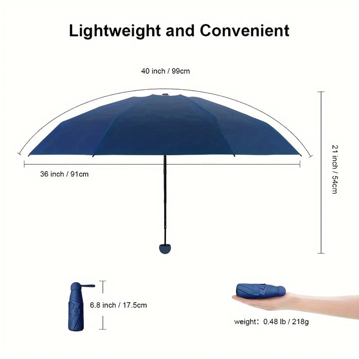 1pc Mini UV Umbrella: Portable, Sun & Rain Protection, 6 Reinforced Ribs