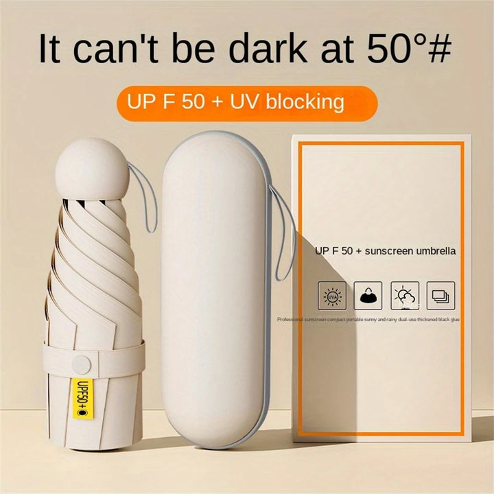 1pc Mini UV Umbrella: Portable, Sun & Rain Protection, 6 Reinforced Ribs